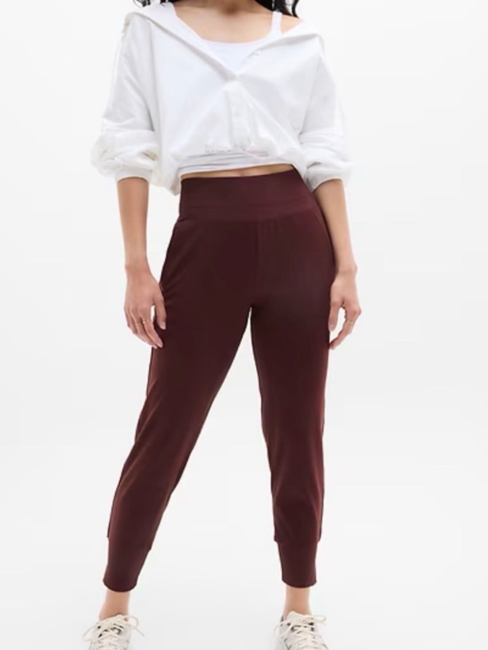 Athleta Venice Womens High Rise Burgandy Jogger Pants. Sz XL